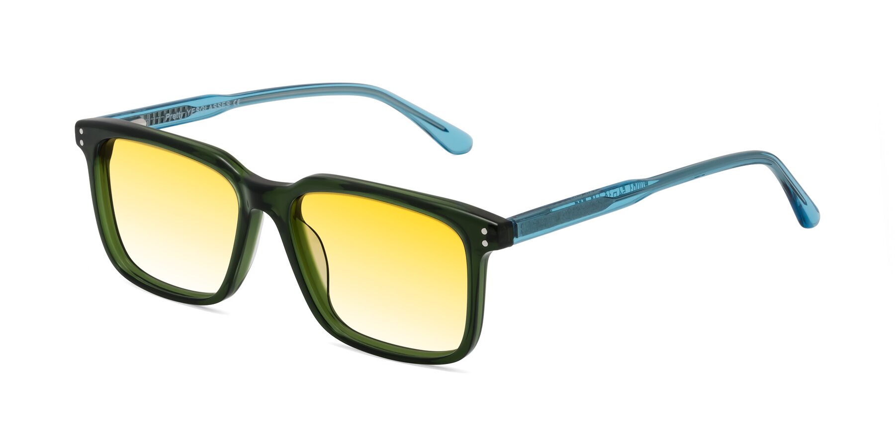 Angle of Pretty in Jade Green with Yellow Gradient Lenses