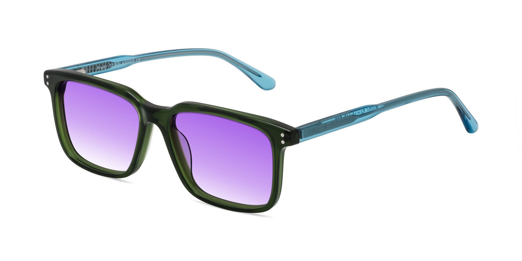 Angle of Pretty in Jade Green with Purple Gradient Lenses