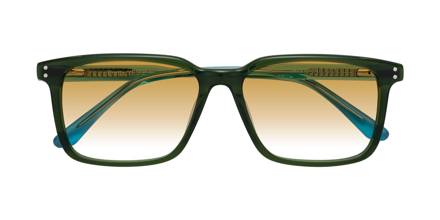 Folded Front of Pretty in Jade Green with Champagne Gradient Lenses