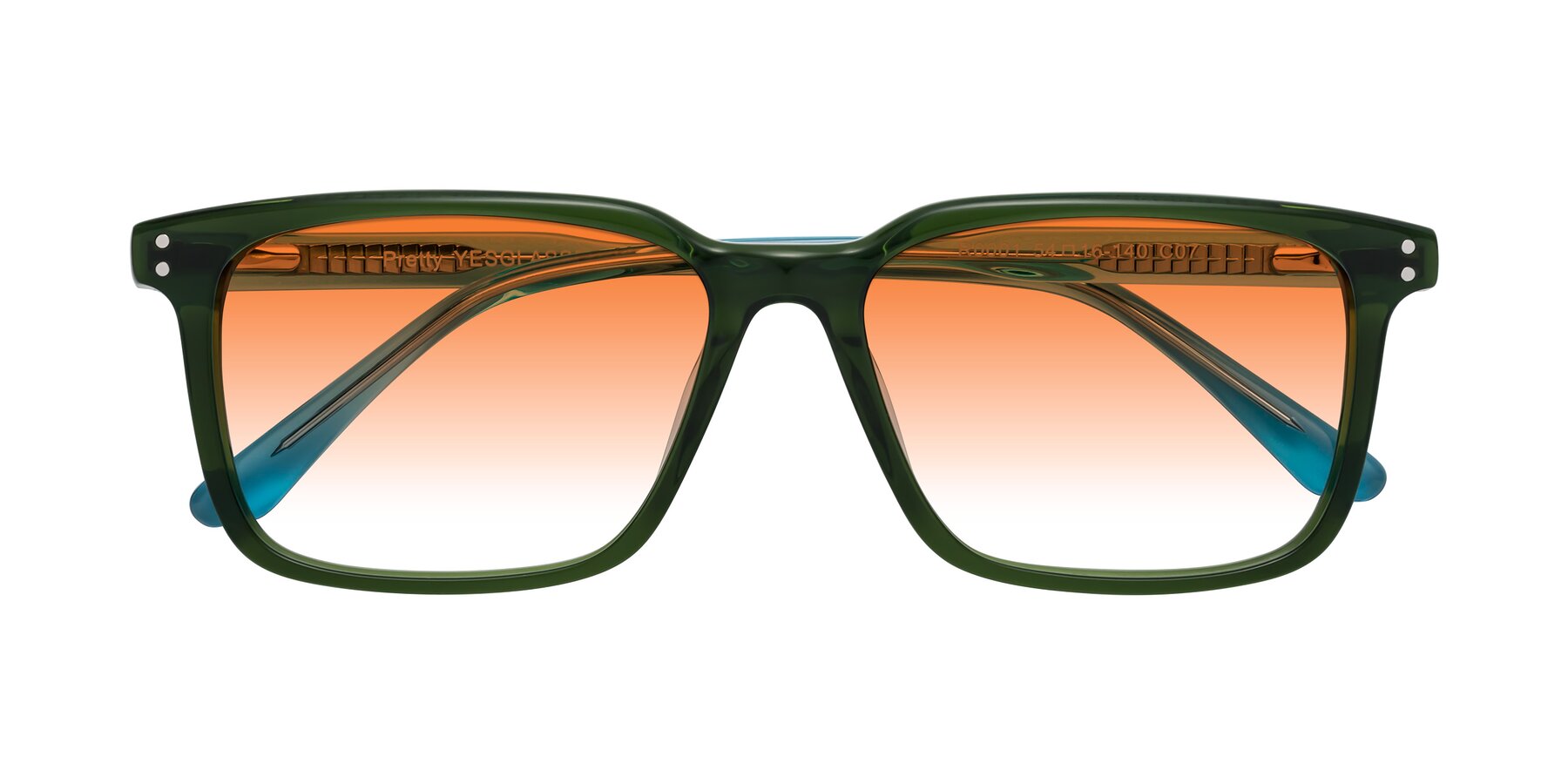 Folded Front of Pretty in Jade Green with Orange Gradient Lenses