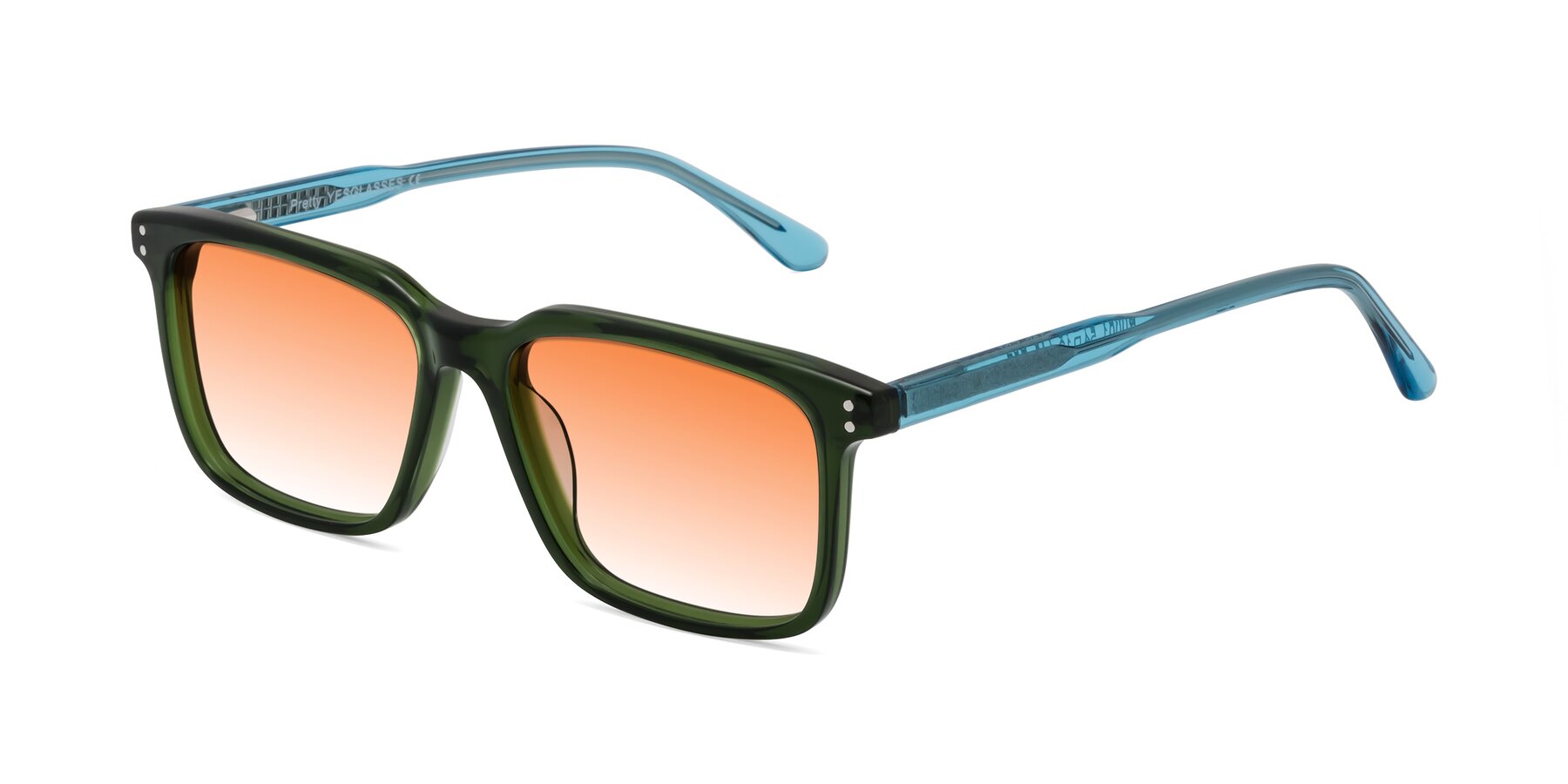 Angle of Pretty in Jade Green with Orange Gradient Lenses