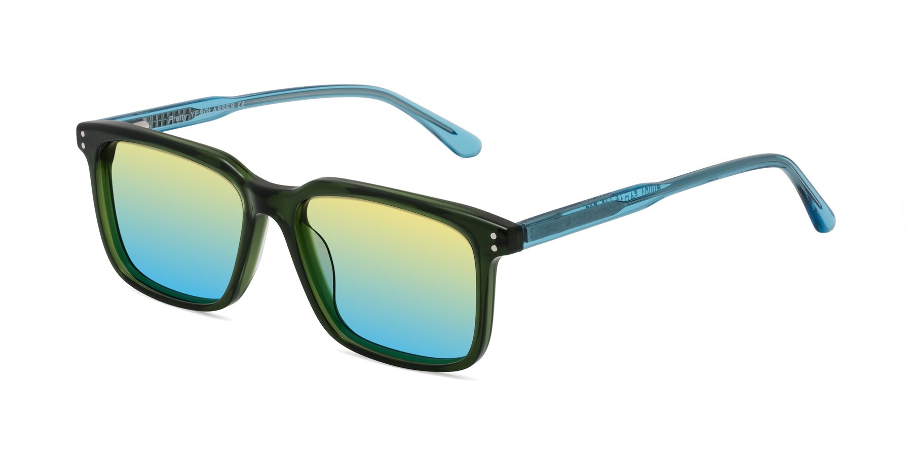 Angle of Pretty in Jade Green with Yellow / Blue Gradient Lenses