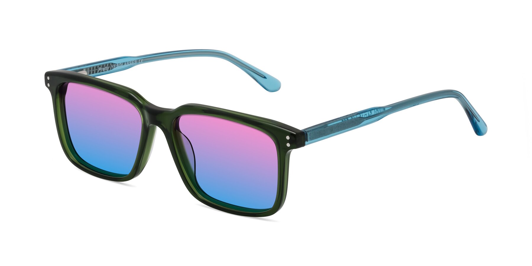 Angle of Pretty in Jade Green with Pink / Blue Gradient Lenses