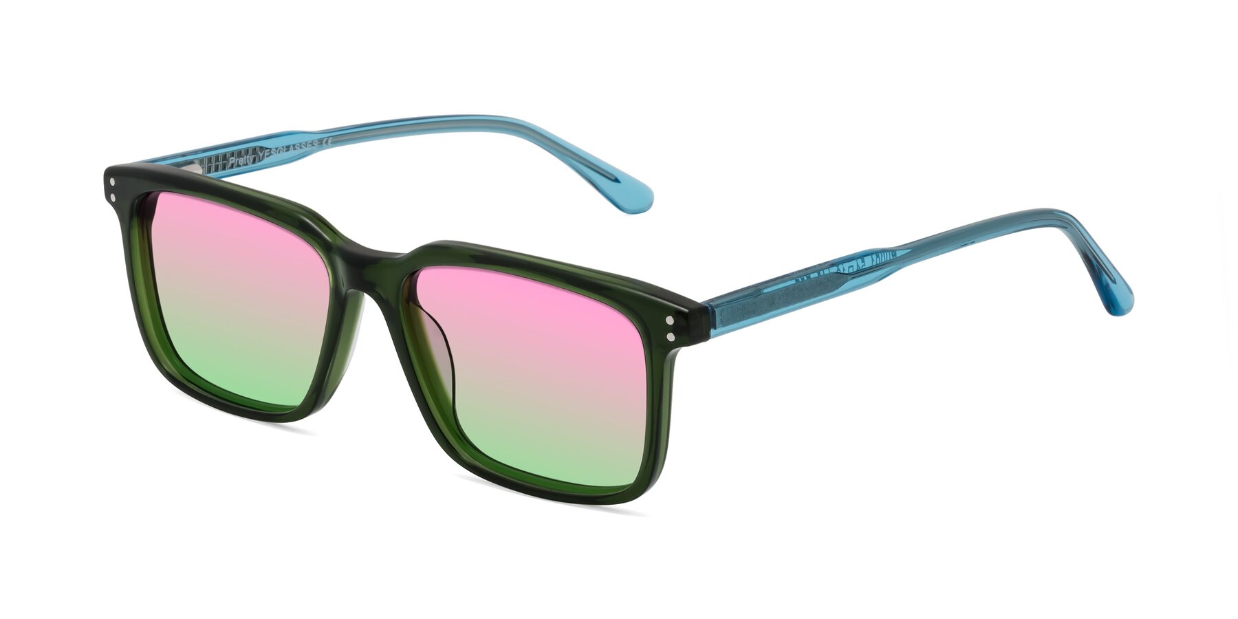 Angle of Pretty in Jade Green with Pink / Green Gradient Lenses