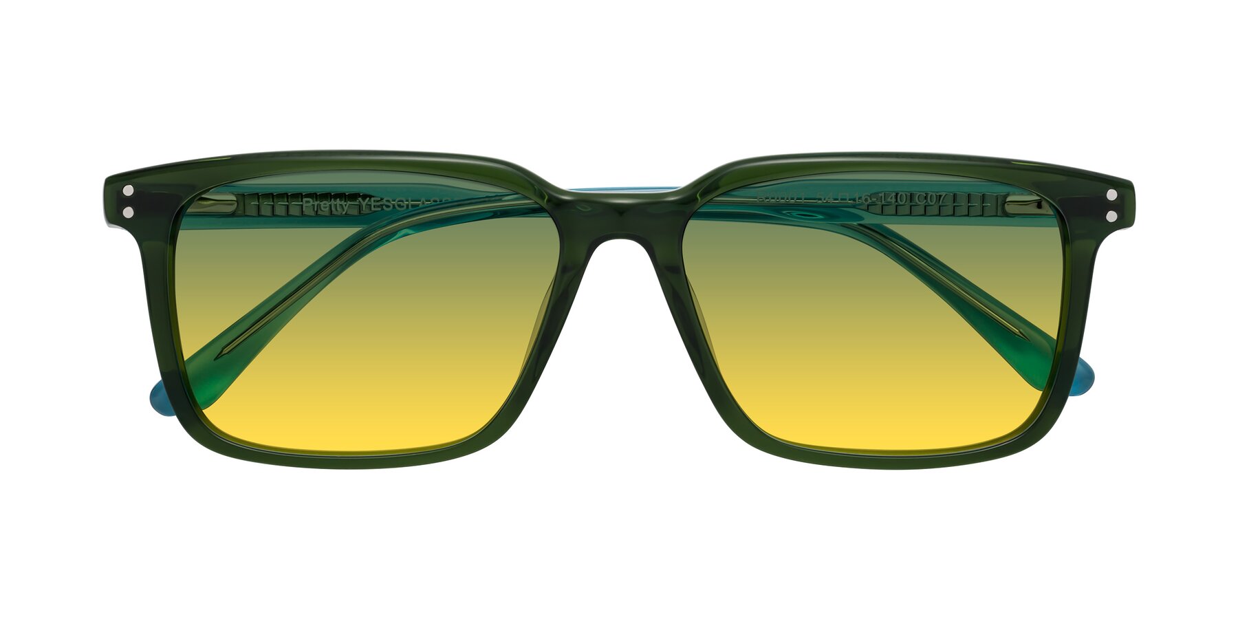 Folded Front of Pretty in Jade Green with Green / Yellow Gradient Lenses