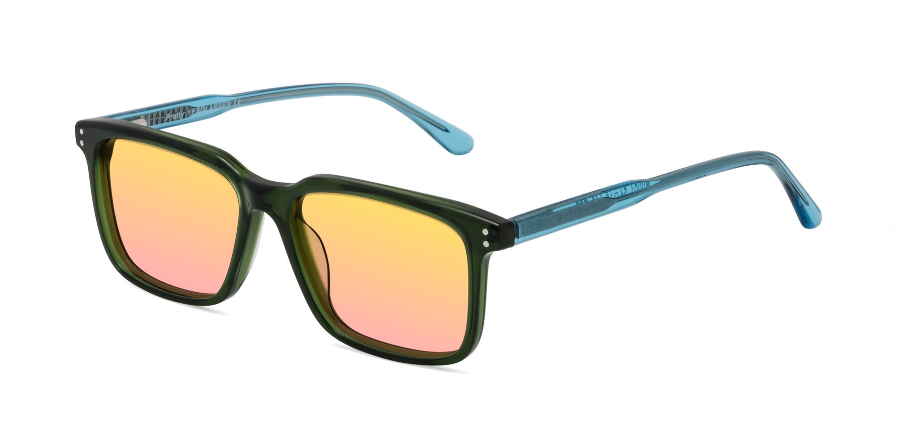 Angle of Pretty in Jade Green with Yellow / Pink Gradient Lenses