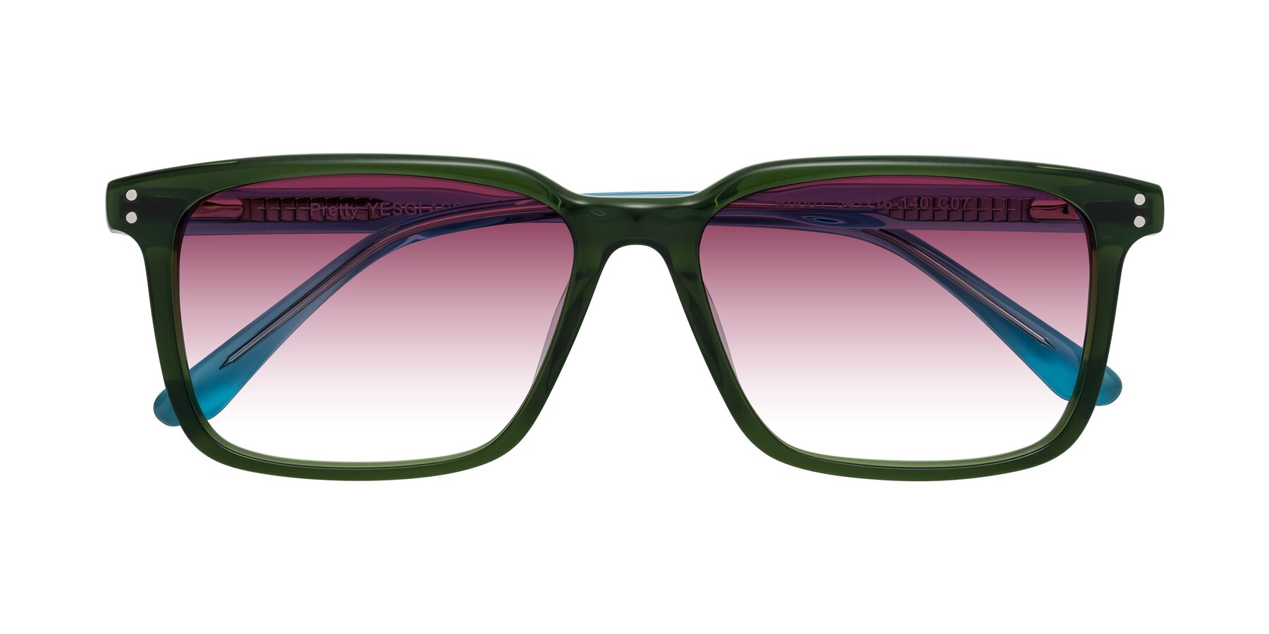 Folded Front of Pretty in Jade Green with Wine Gradient Lenses