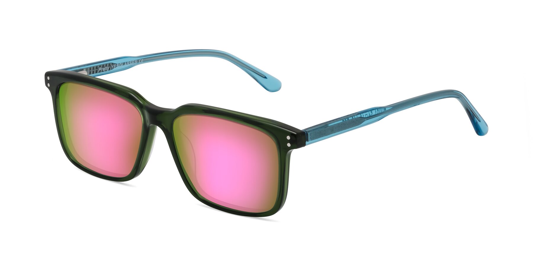 Angle of Pretty in Jade Green with Pink Mirrored Lenses