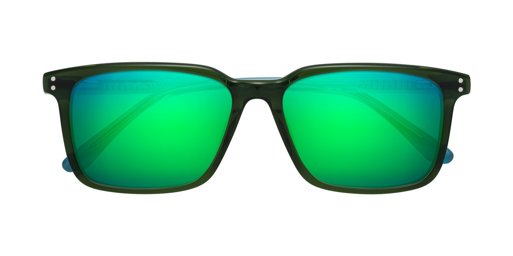 Folded Front of Pretty in Jade Green with Green Mirrored Lenses