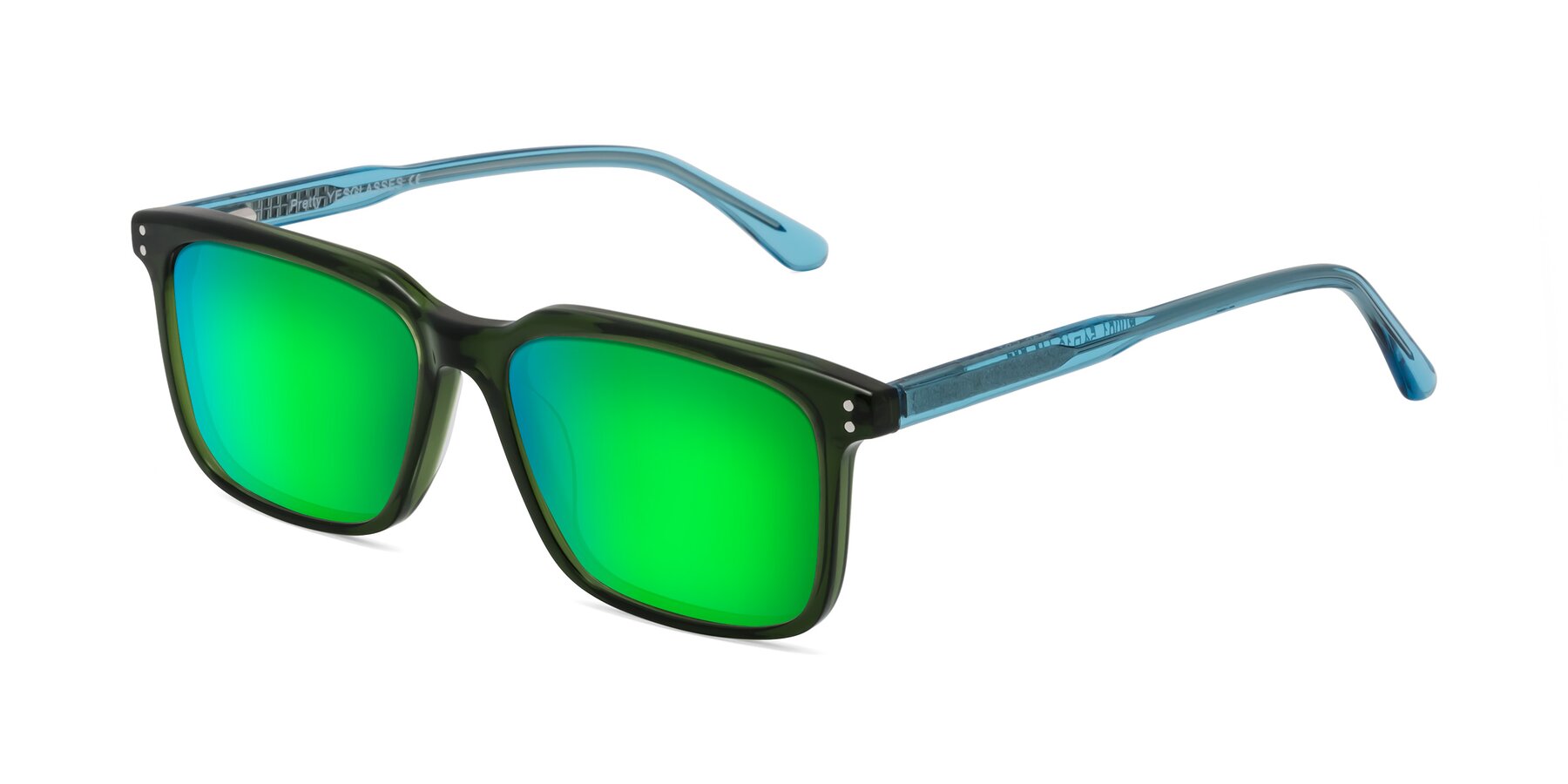 Angle of Pretty in Jade Green with Green Mirrored Lenses