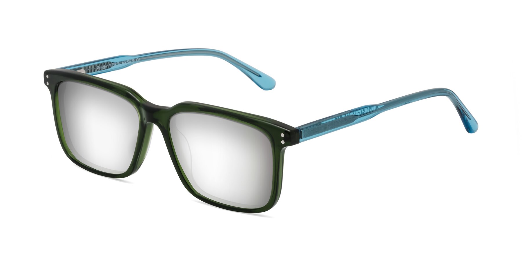 Angle of Pretty in Jade Green with Silver Mirrored Lenses