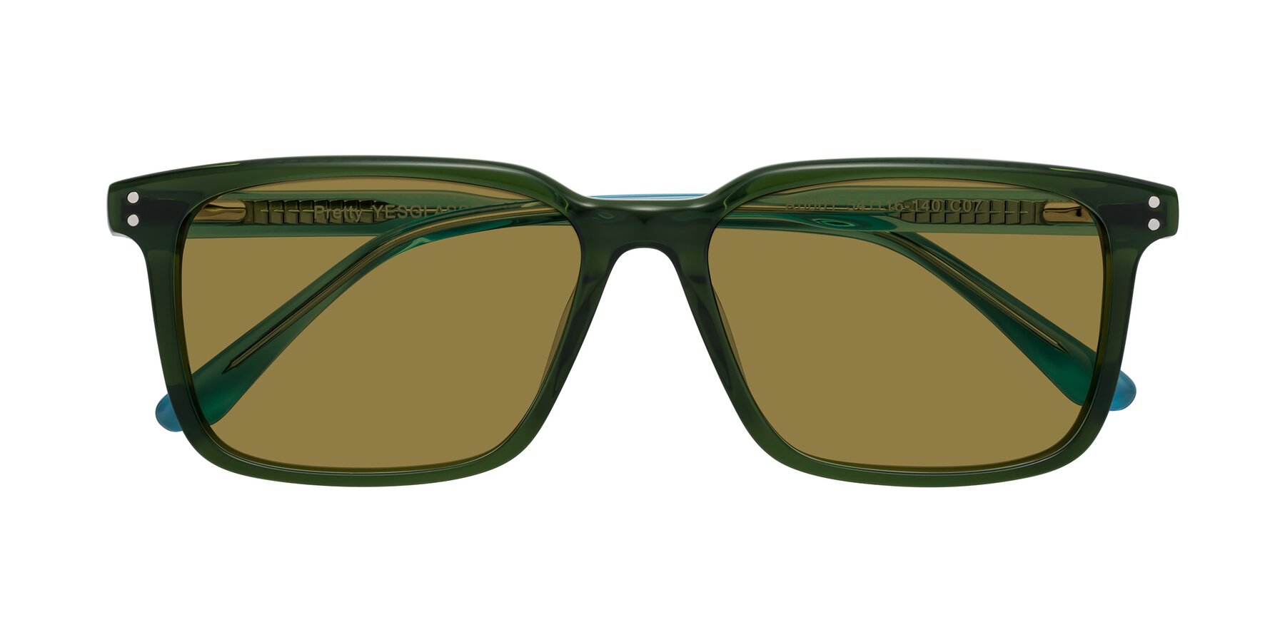 Folded Front of Pretty in Jade Green with Brown Polarized Lenses