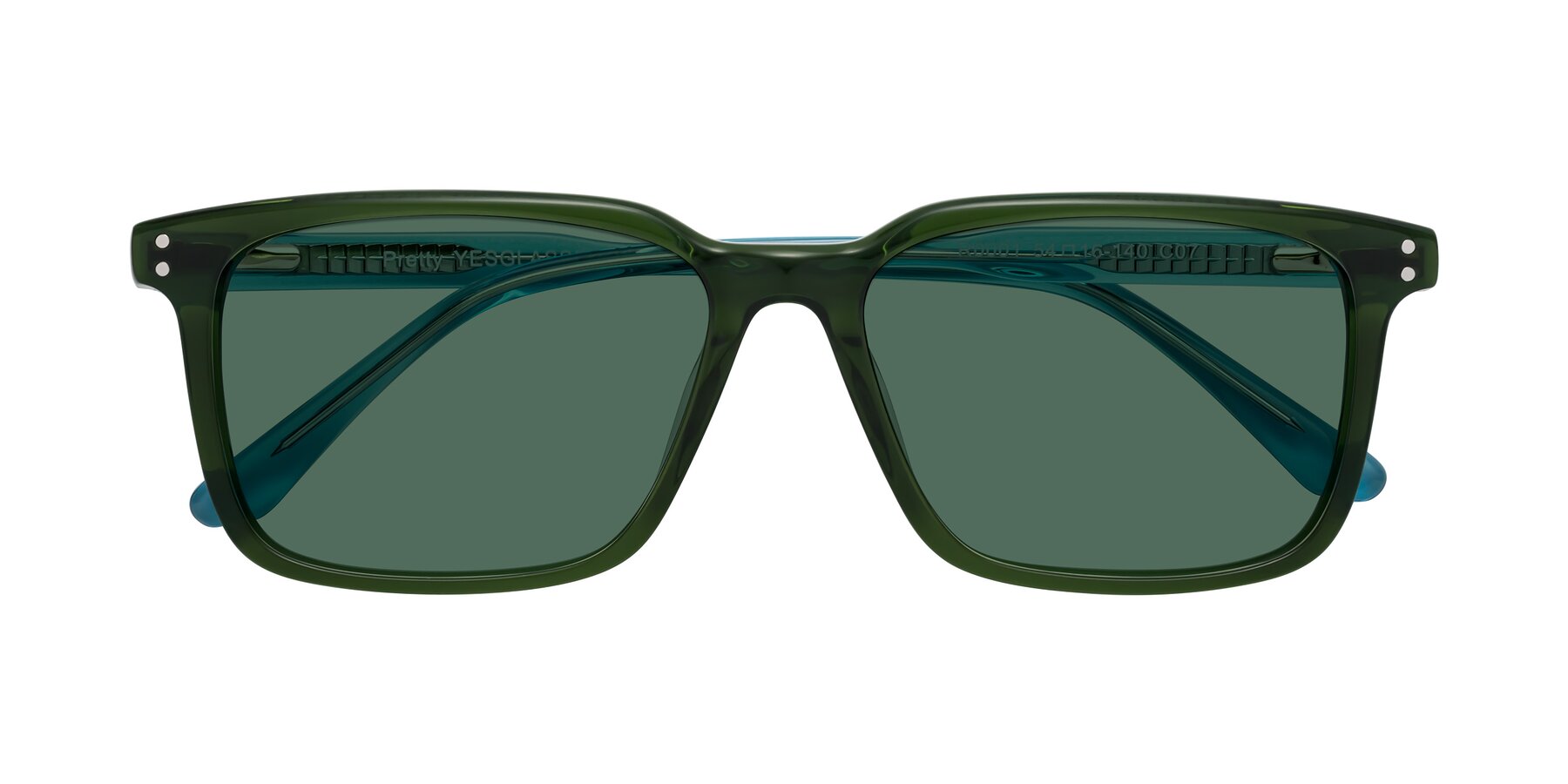 Folded Front of Pretty in Jade Green with Green Polarized Lenses