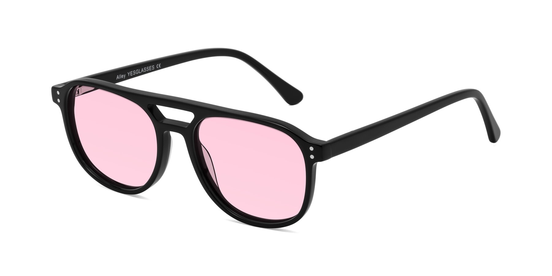 Angle of Alley in Black with Light Pink Tinted Lenses