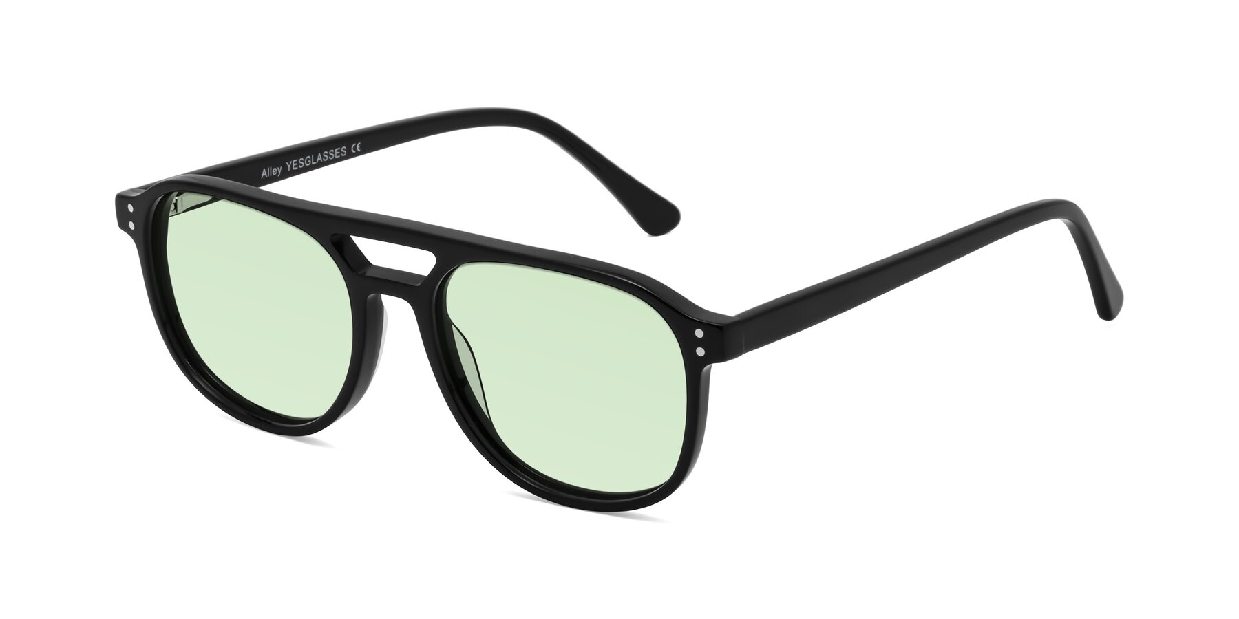 Angle of Alley in Black with Light Green Tinted Lenses