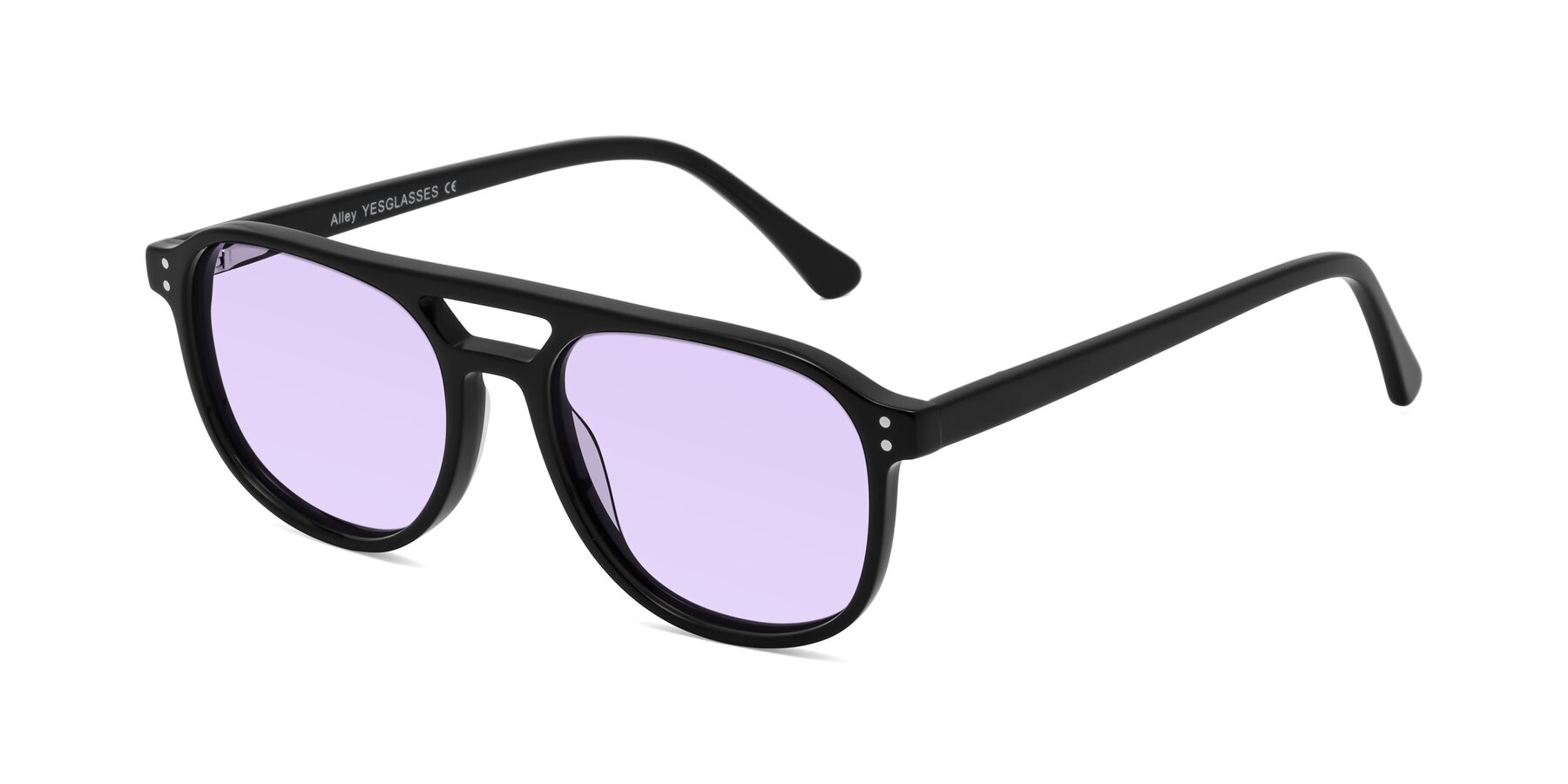 Angle of Alley in Black with Light Purple Tinted Lenses