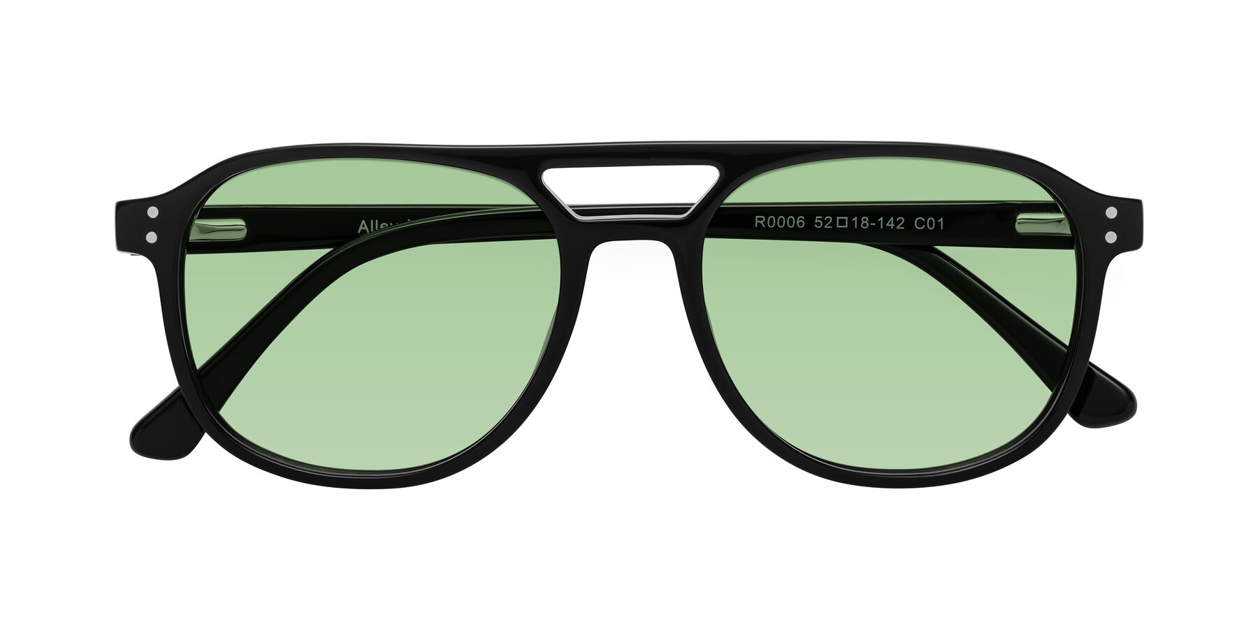 Folded Front of Alley in Black with Medium Green Tinted Lenses