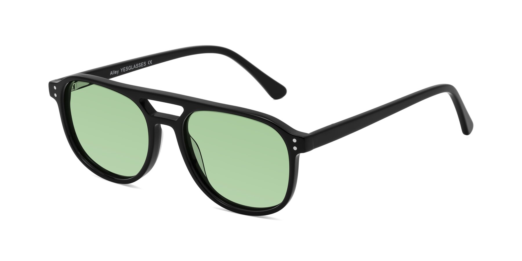 Angle of Alley in Black with Medium Green Tinted Lenses