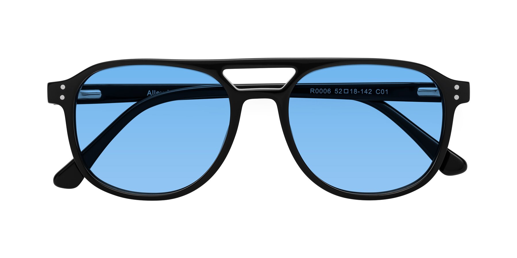 Folded Front of Alley in Black with Medium Blue Tinted Lenses