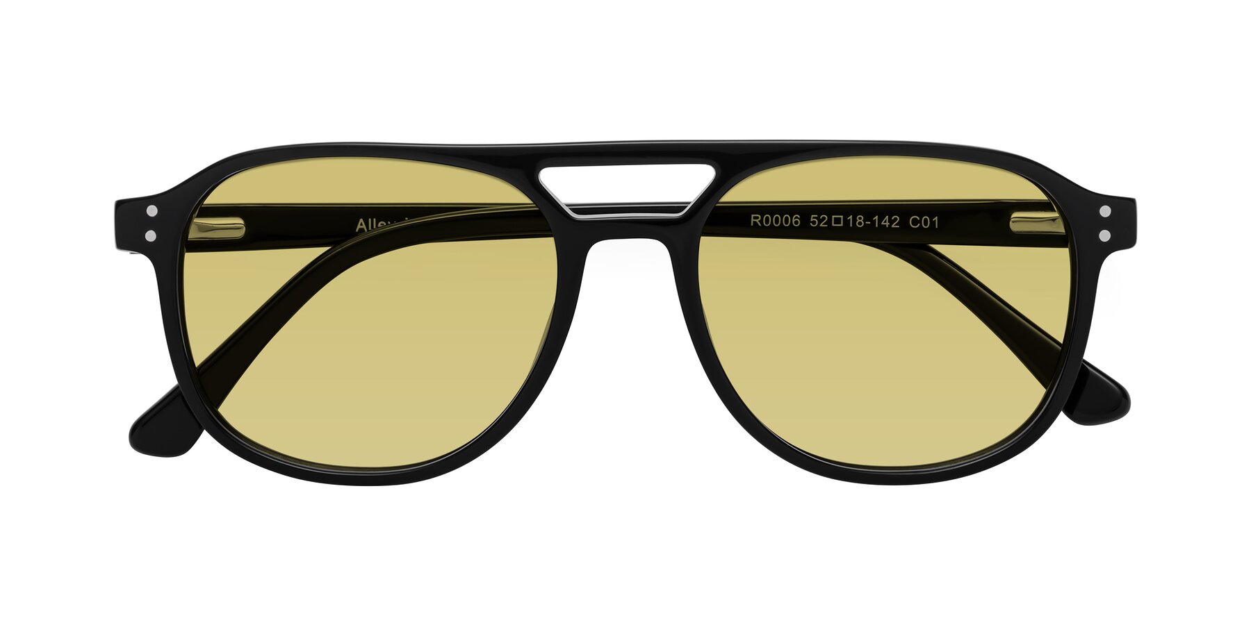 Folded Front of Alley in Black with Medium Champagne Tinted Lenses