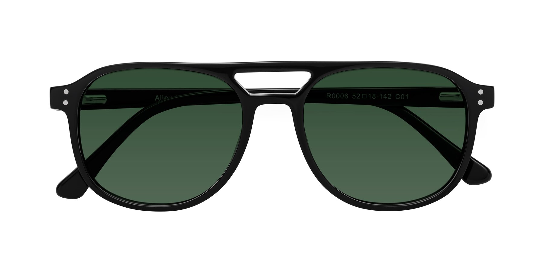 Folded Front of Alley in Black with Green Tinted Lenses