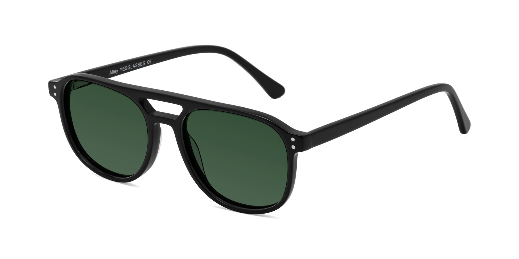 Angle of Alley in Black with Green Tinted Lenses