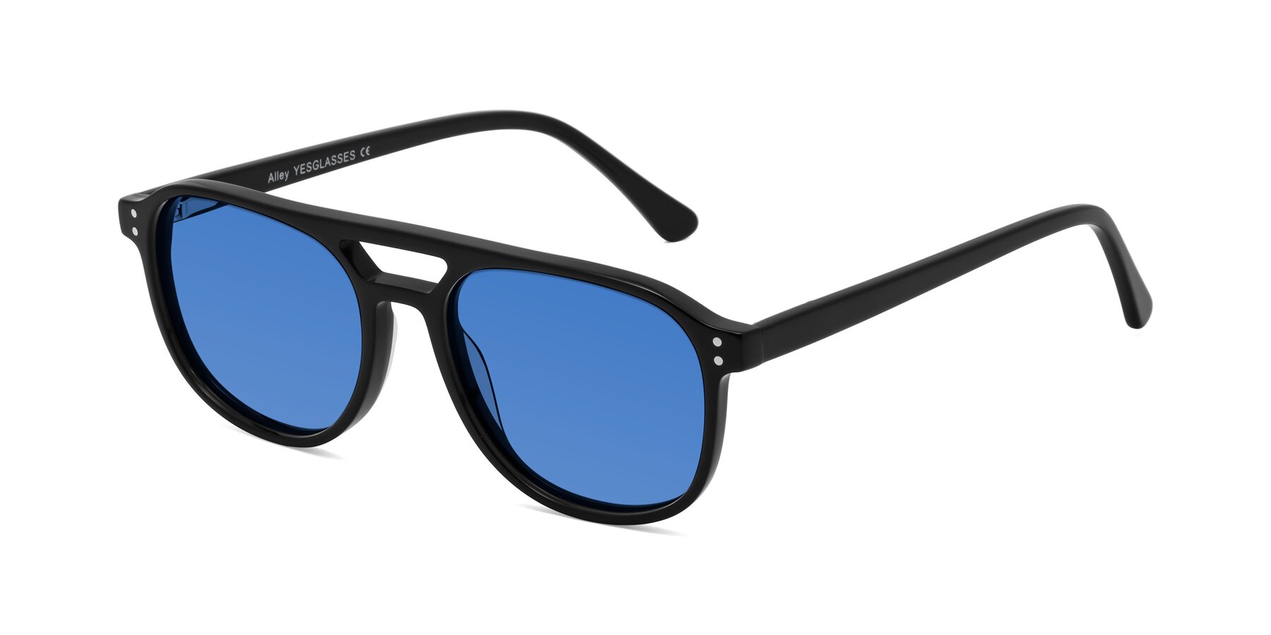 Angle of Alley in Black with Blue Tinted Lenses