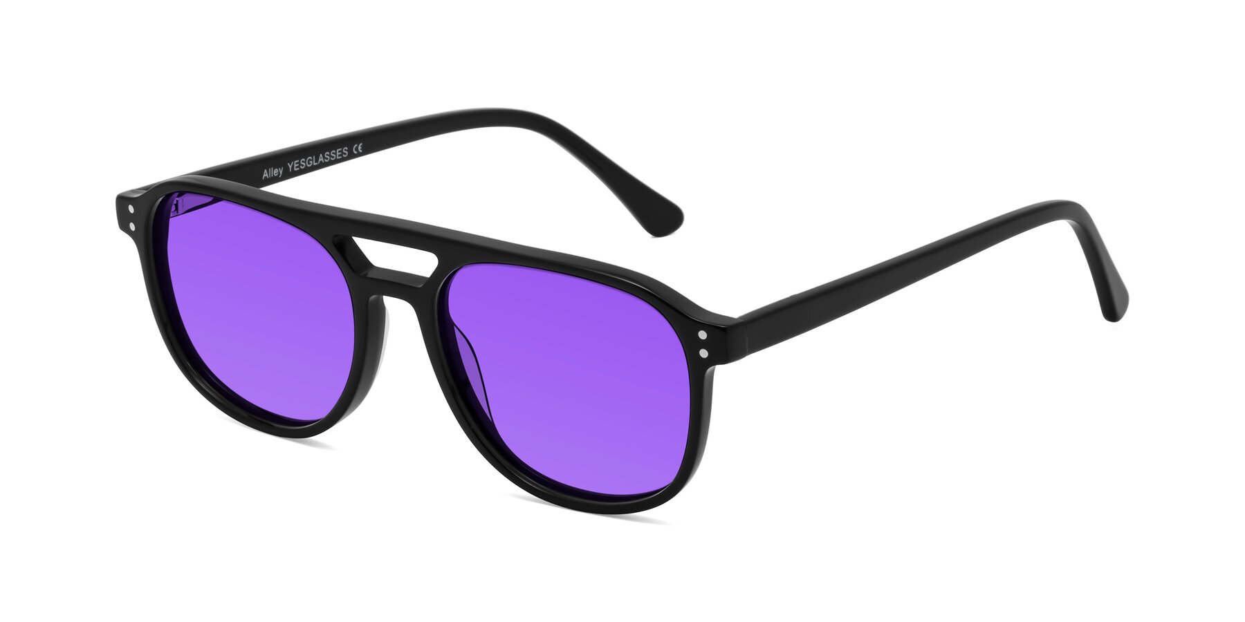 Angle of Alley in Black with Purple Tinted Lenses