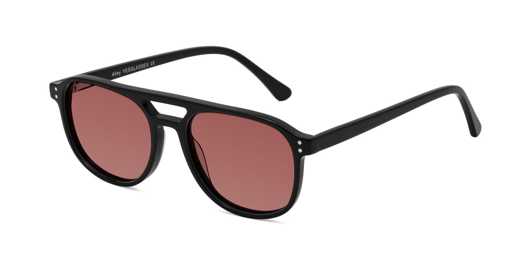 Angle of Alley in Black with Garnet Tinted Lenses