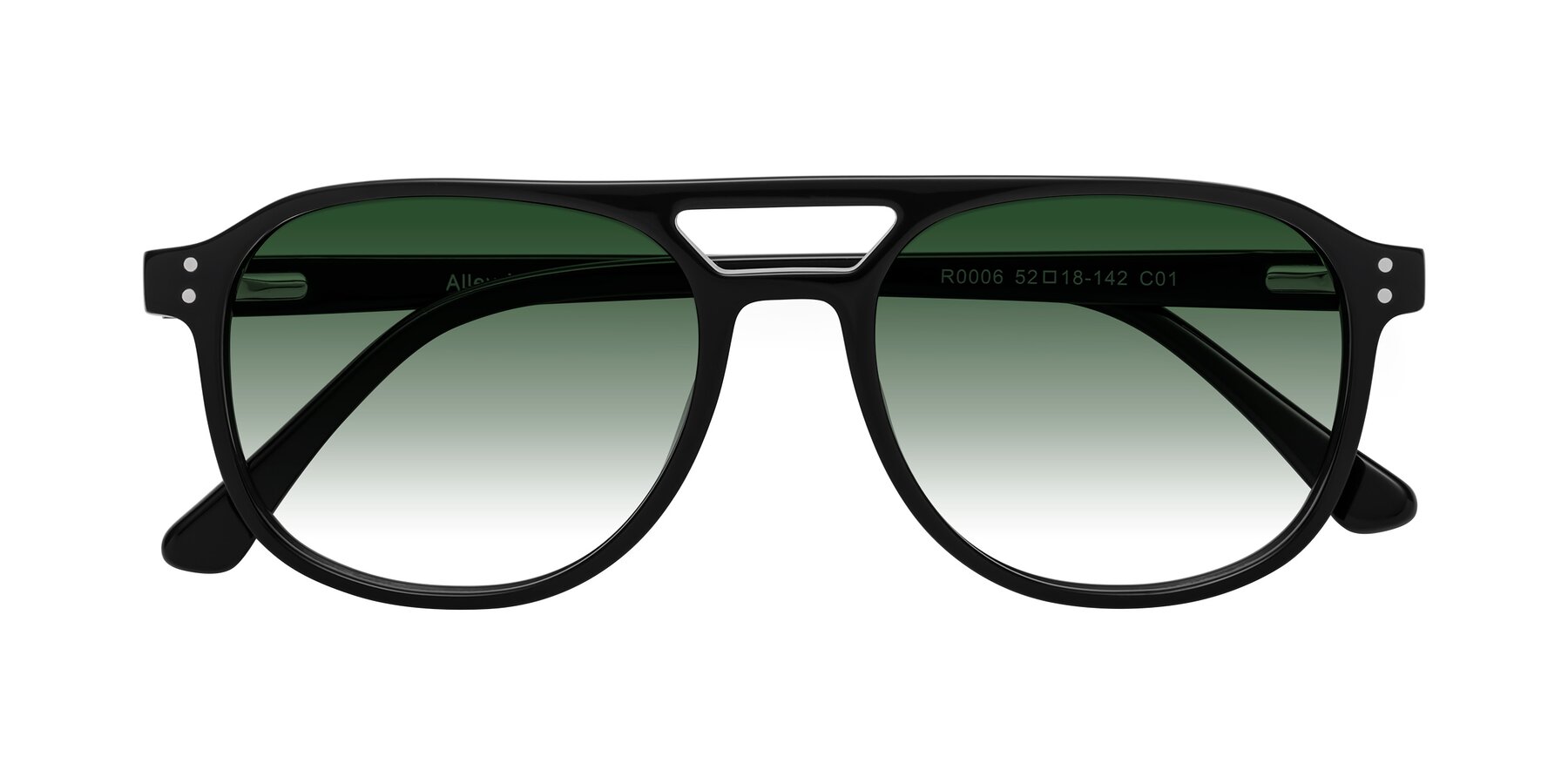 Folded Front of Alley in Black with Green Gradient Lenses