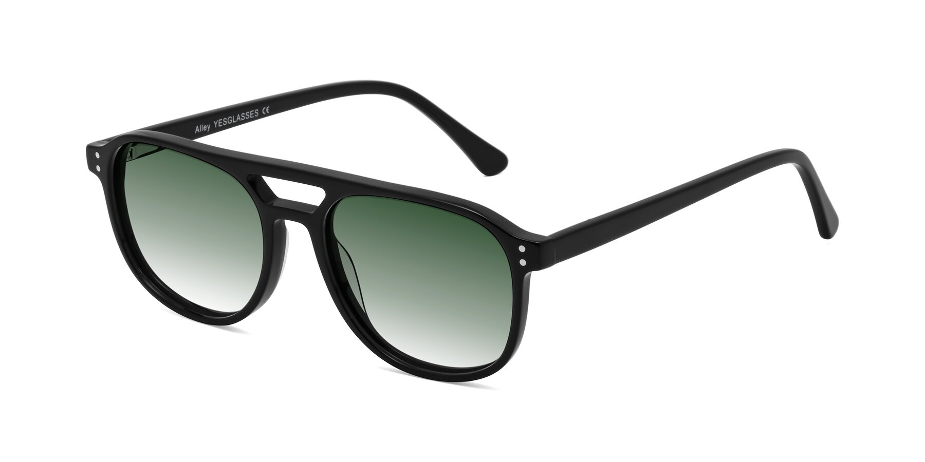 Angle of Alley in Black with Green Gradient Lenses