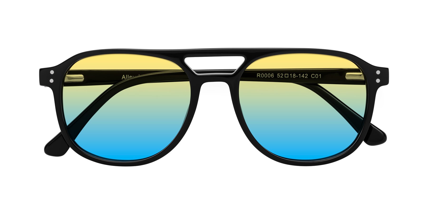 Folded Front of Alley in Black with Yellow / Blue Gradient Lenses