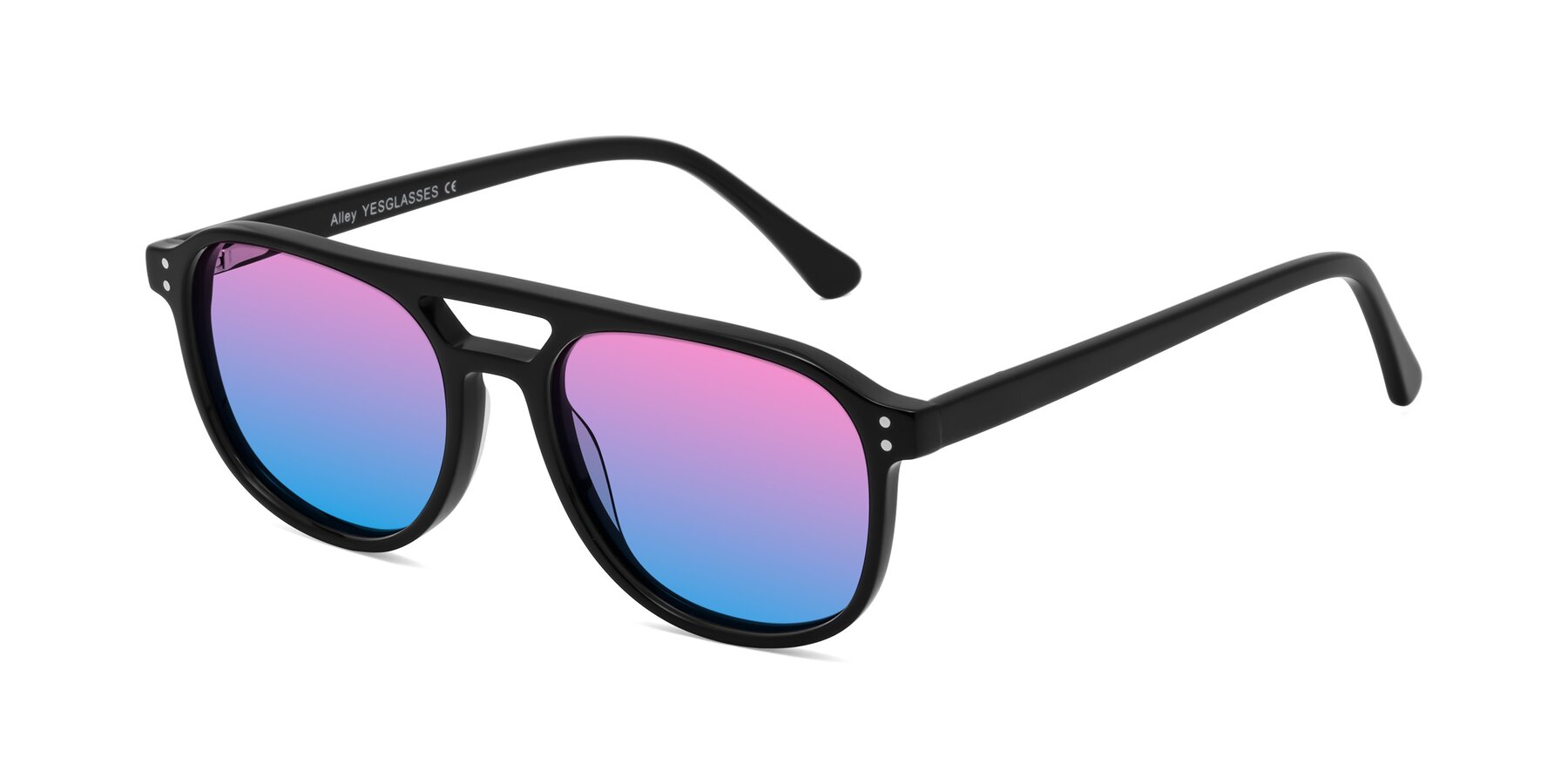 Angle of Alley in Black with Pink / Blue Gradient Lenses