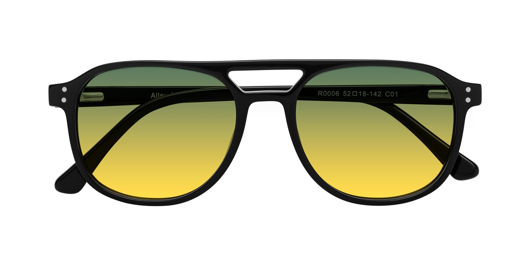 Folded Front of Alley in Black with Green / Yellow Gradient Lenses