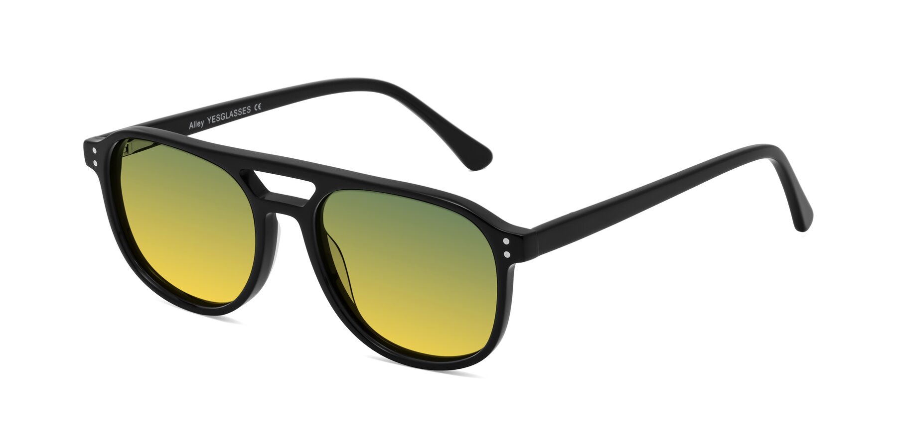 Angle of Alley in Black with Green / Yellow Gradient Lenses