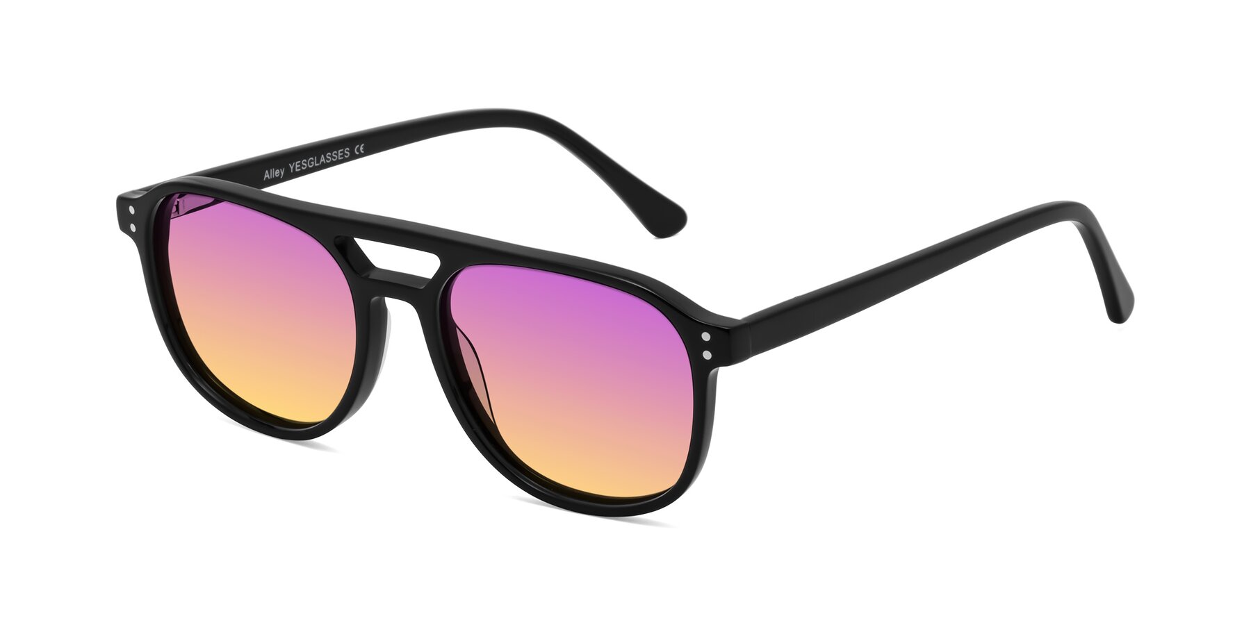 Angle of Alley in Black with Purple / Yellow Gradient Lenses