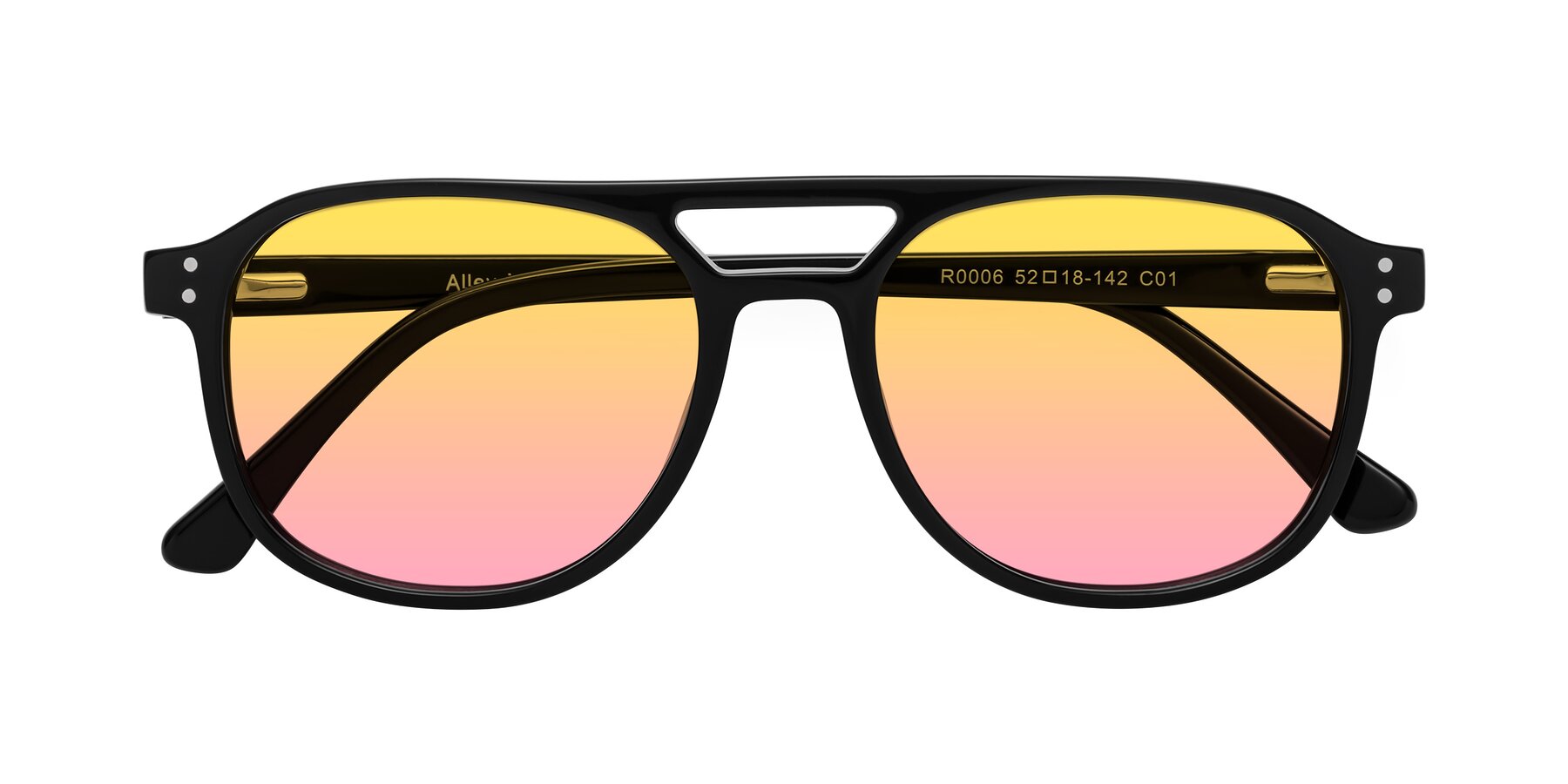 Folded Front of Alley in Black with Yellow / Pink Gradient Lenses