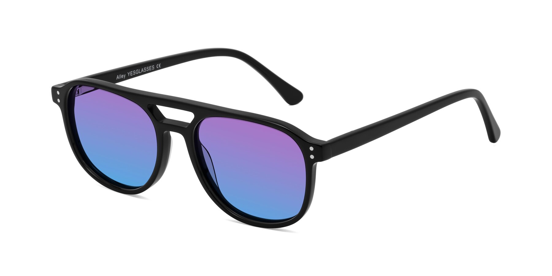 Angle of Alley in Black with Purple / Blue Gradient Lenses