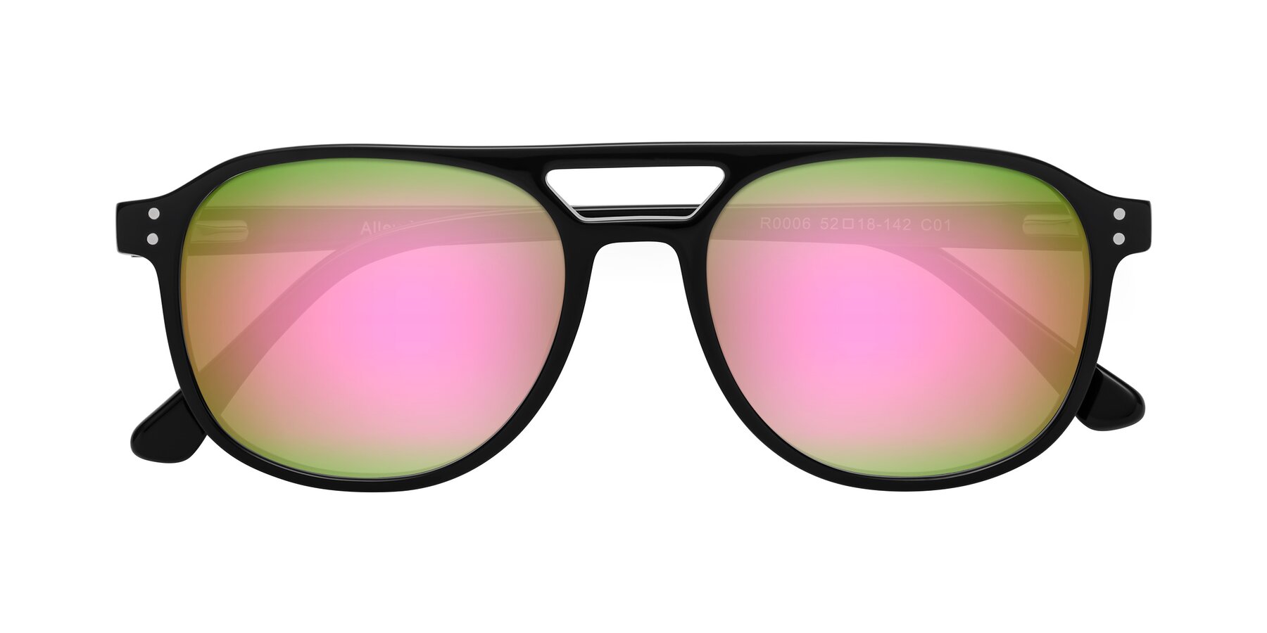 Folded Front of Alley in Black with Pink Mirrored Lenses