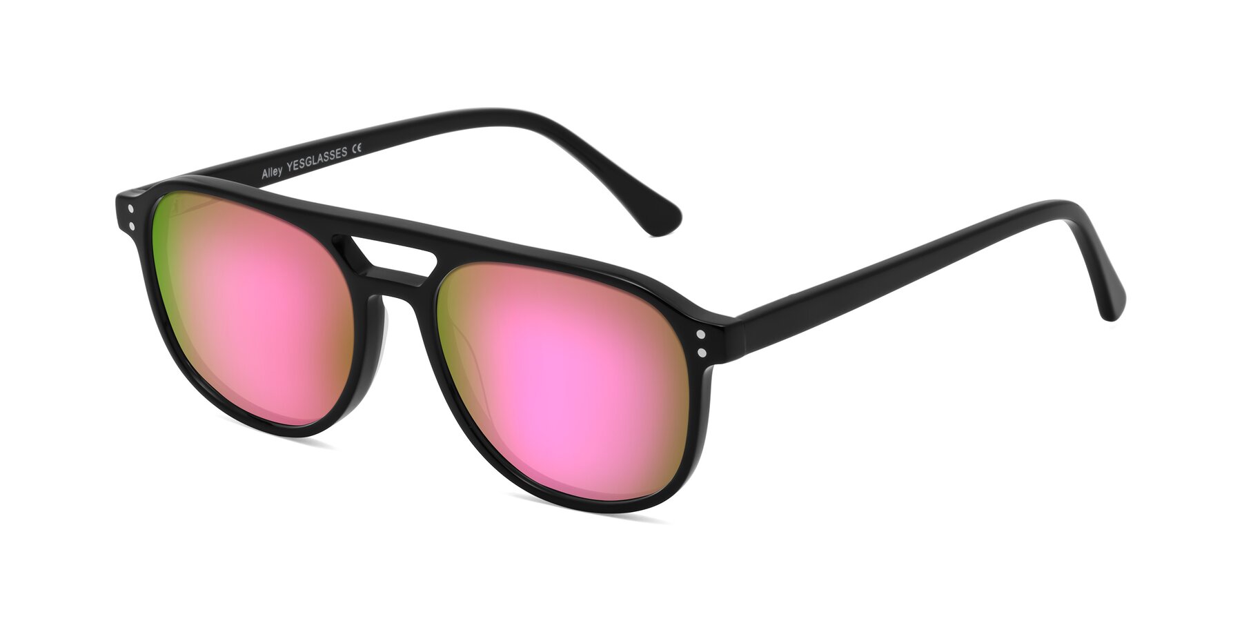 Angle of Alley in Black with Pink Mirrored Lenses