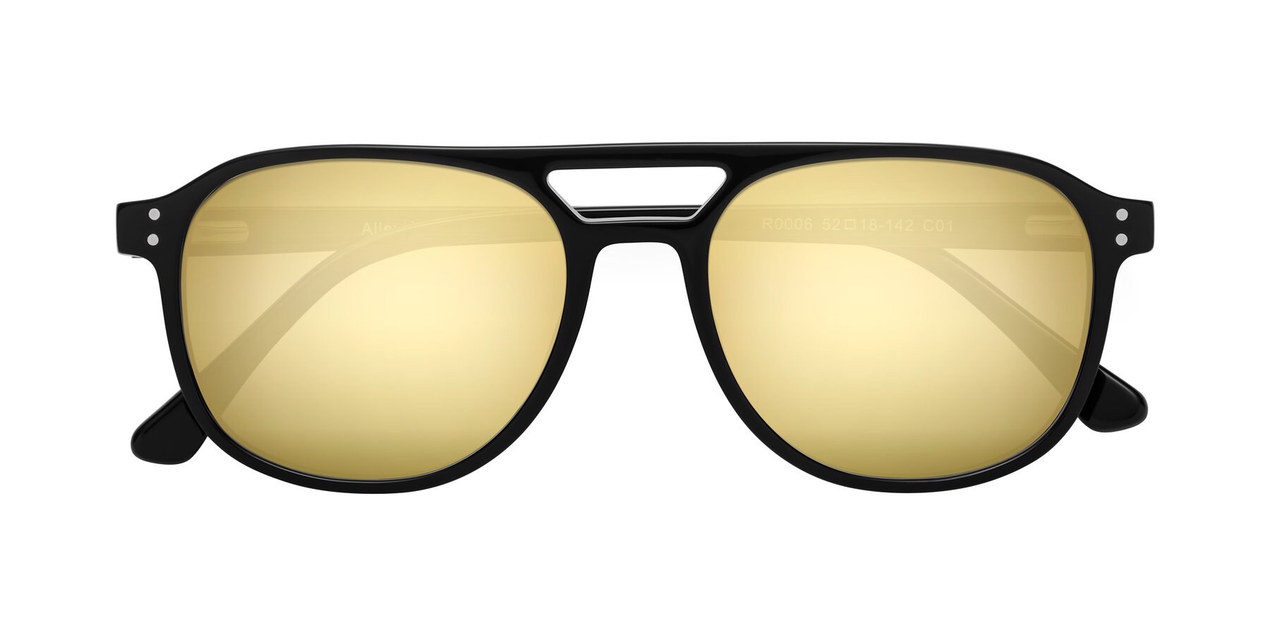 Folded Front of Alley in Black with Gold Mirrored Lenses