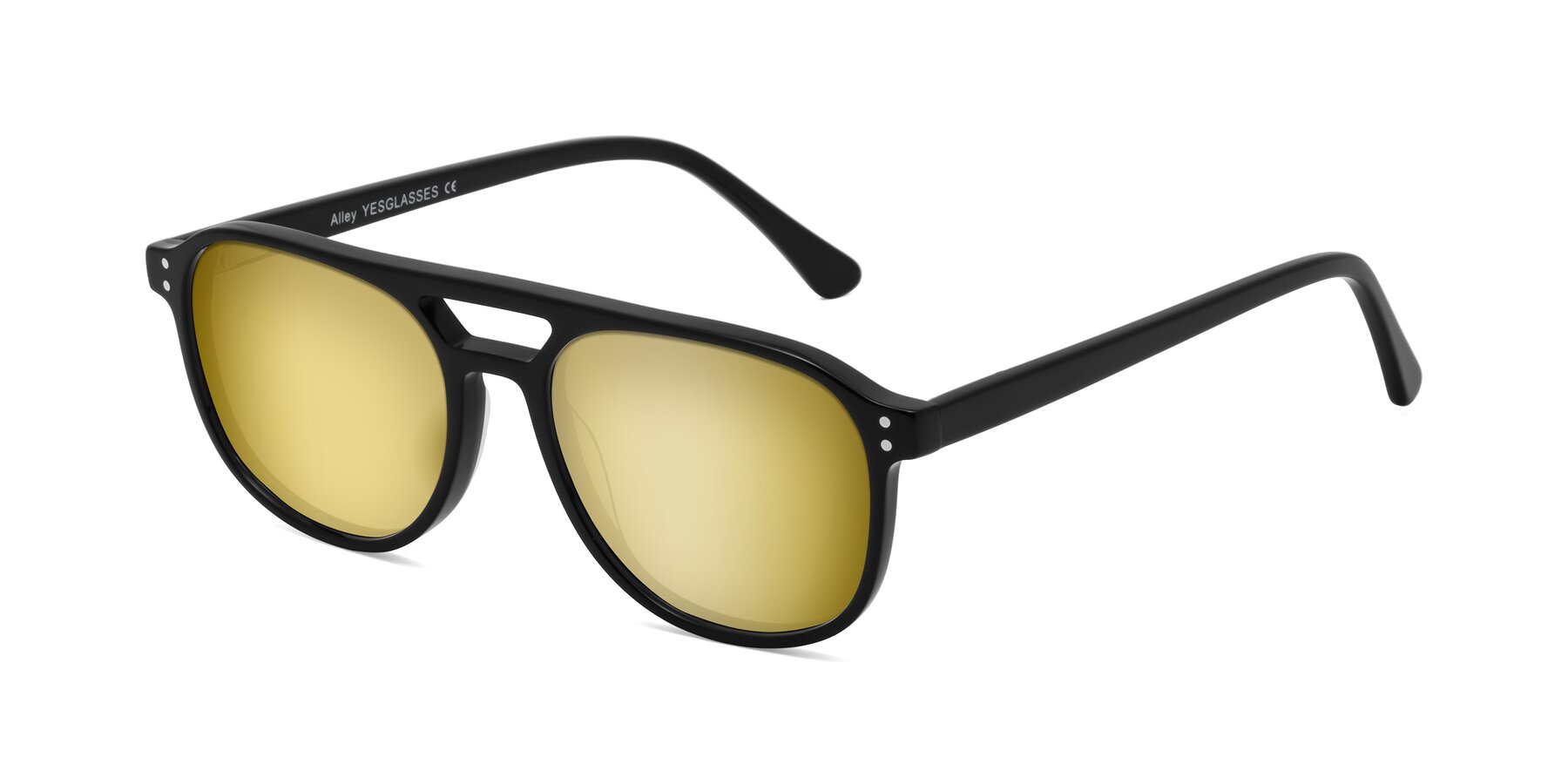 Angle of Alley in Black with Gold Mirrored Lenses