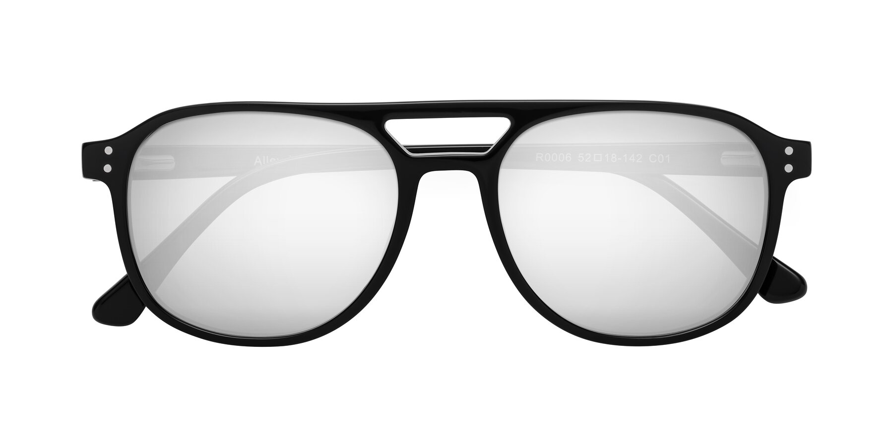 Folded Front of Alley in Black with Silver Mirrored Lenses