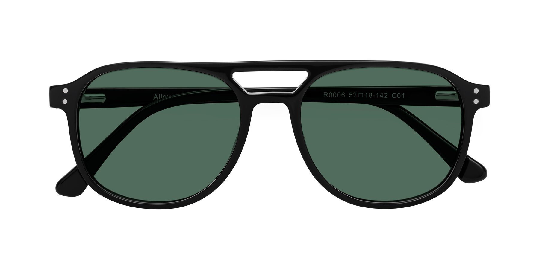 Folded Front of Alley in Black with Green Polarized Lenses