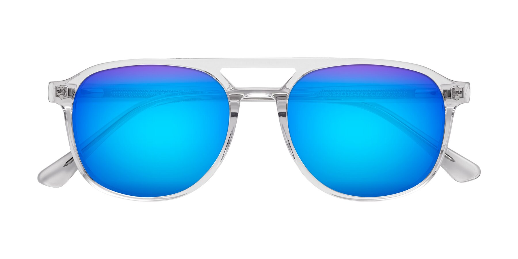 Folded Front of Alley in Clear with Blue Mirrored Lenses