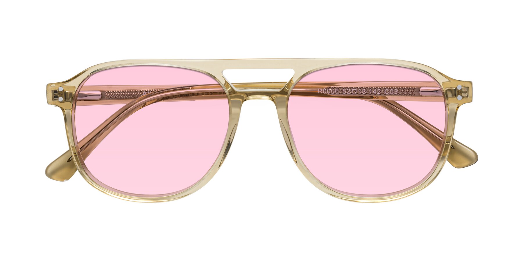 Folded Front of Alley in Champagne with Light Pink Tinted Lenses