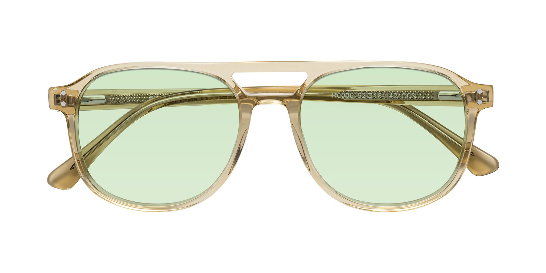 Folded Front of Alley in Champagne with Light Green Tinted Lenses