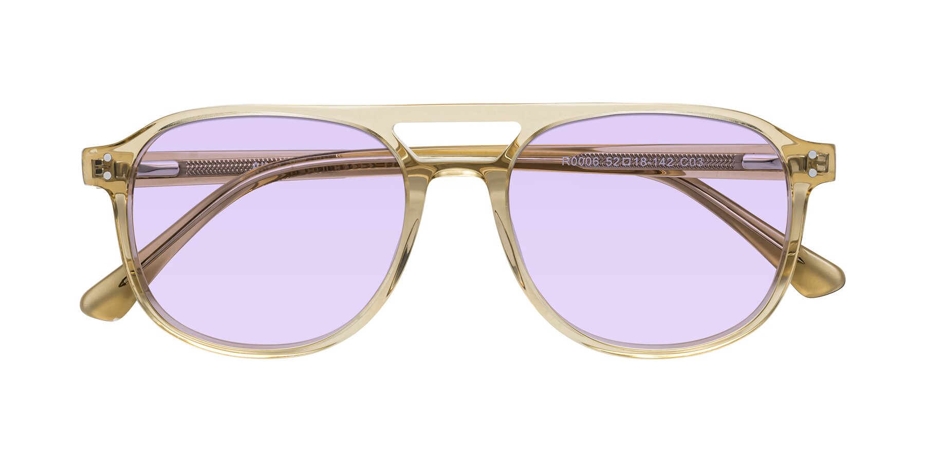 Folded Front of Alley in Champagne with Light Purple Tinted Lenses