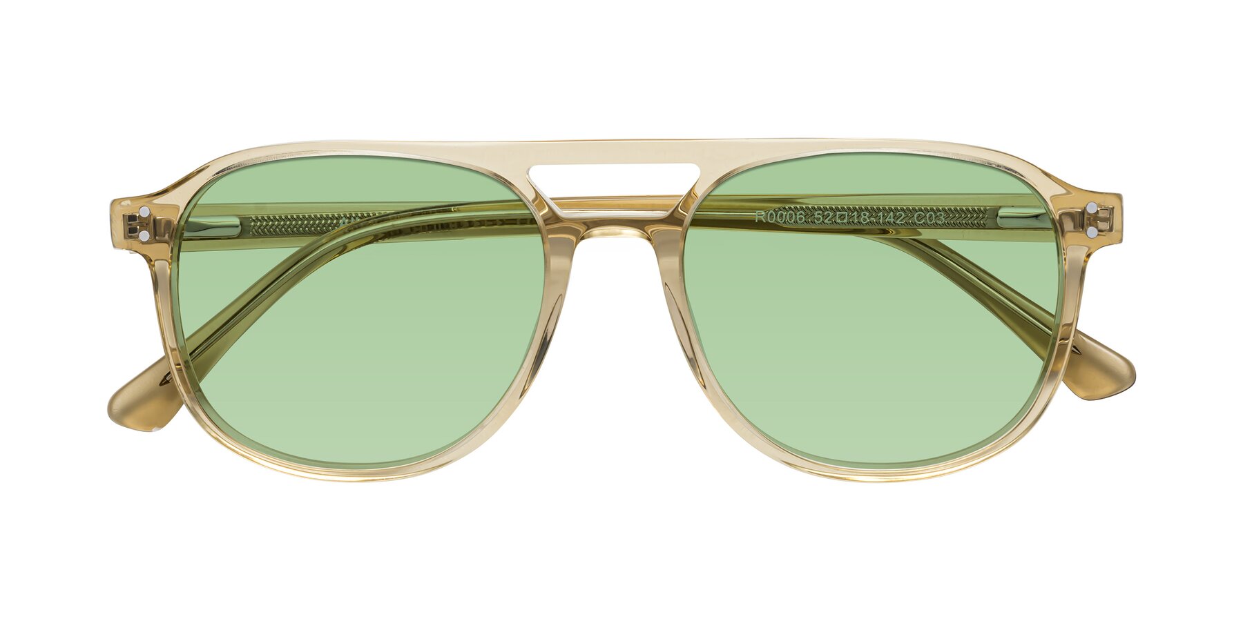 Folded Front of Alley in Champagne with Medium Green Tinted Lenses