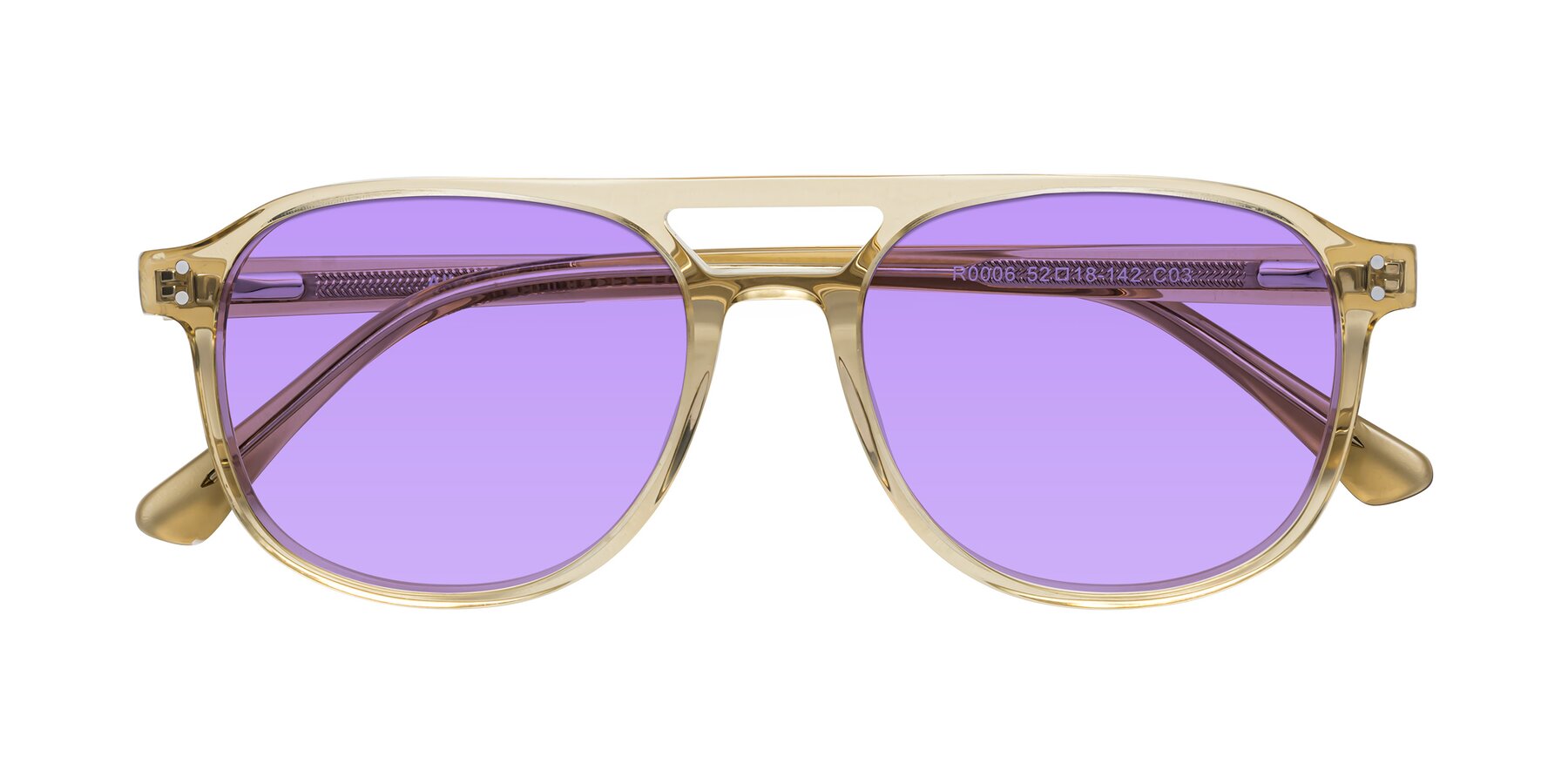 Folded Front of Alley in Champagne with Medium Purple Tinted Lenses